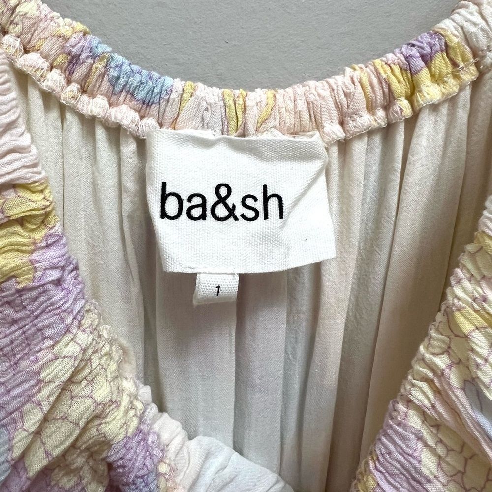 Ba&sh Noma Printed Maxi Dress Off Shoulder Ruffle Pastel Floral Size S - Picture 9 of 10
